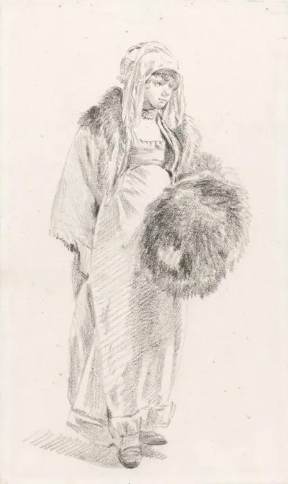 Framed Print : Russian woman with a fur muff, Between 1758 and 1761. Artist: Le Prince, Jean-Baptiste (1734-1781) Framed Print : Russian woman with a fur muff, Between 1758 and 1761. Artist: Le Prince, Jean-Baptiste (1734-1781)