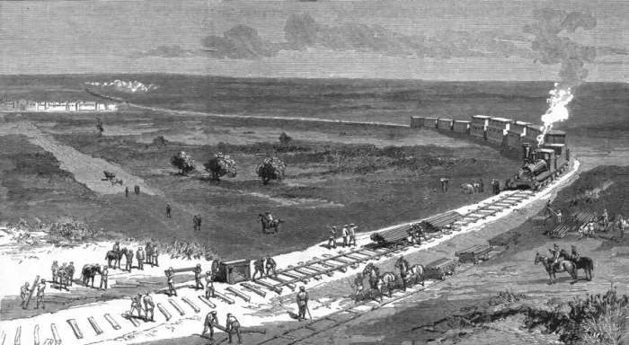 Framed Print : The Russians in Central Asia, view of the Transcaspian Railway, 1888. Creator: Unknown Framed Print : The Russians in Central Asia, view of the Transcaspian Railway, 1888. Creator: Unknown