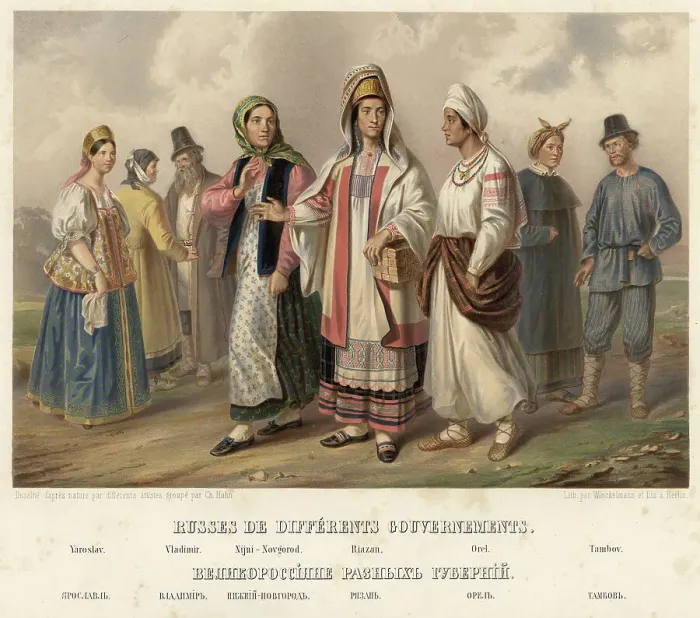 Framed Print : Russians from different provinces. Yaroslavl. Vladimir. Nizhny Novgorod. Ryazan. Oryol.. 1862. Creator: Karlis Huns Framed Print : Russians from different provinces. Yaroslavl. Vladimir. Nizhny Novgorod. Ryazan. Oryol.. 1862. Creator: Karlis Huns