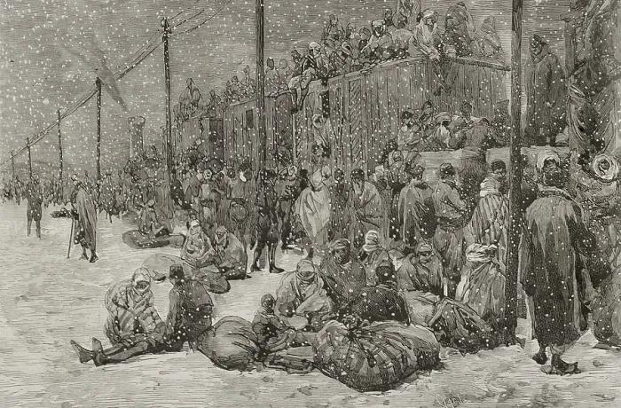 Framed Print : Russo-Turkish War (1877-1878): refugees in Constantinople, 1878. Creator: Tomas Carlos Capuz Framed Print : Russo-Turkish War (1877-1878): refugees in Constantinople, 1878. Creator: Tomas Carlos Capuz