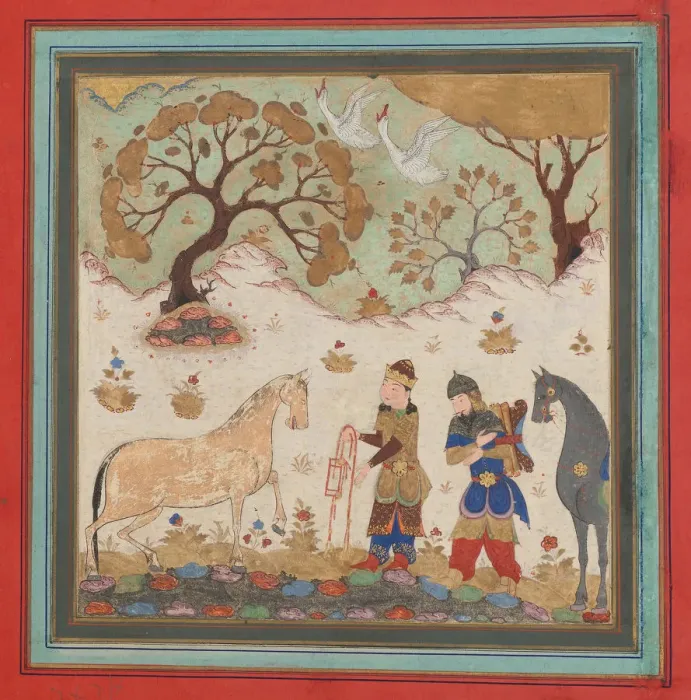 Framed Print : Rustam Captures Rakhsh, Folio from a Shahnama (Book of Kings), mid-15th century