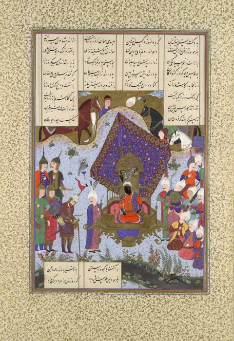 Framed Print : Rustam Pained Before Kai Kavus, Folio 146r from the Shahnama (Book of Kings)... ca Framed Print : Rustam Pained Before Kai Kavus, Folio 146r from the Shahnama (Book of Kings)... ca