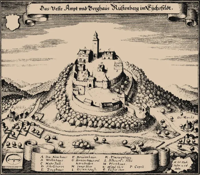 Framed Print : Rusteberg castle. Topographia Sueaviae, 1643 Framed Print : Rusteberg castle. Topographia Sueaviae, 1643