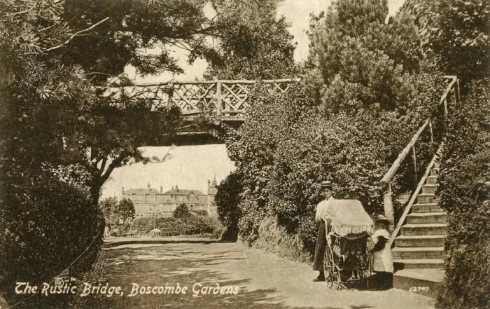 Framed Print : The Rustic Bridge, Boscombe Gardens, Bournemouth, Dorset, c1900-c1919(?) Framed Print : The Rustic Bridge, Boscombe Gardens, Bournemouth, Dorset, c1900-c1919(?)