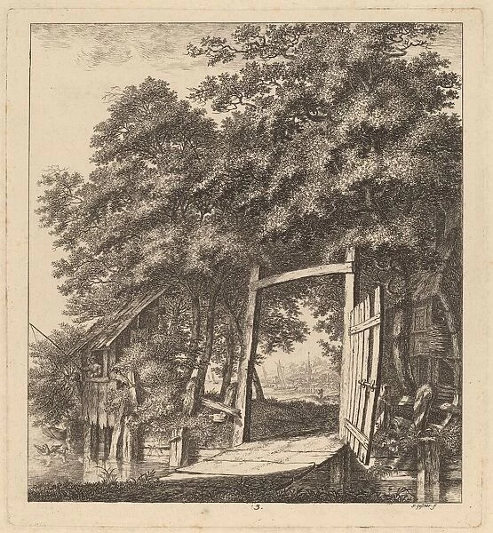 A Rustic Gate beside a Lake, 1764. Creator: Salomon Gessner