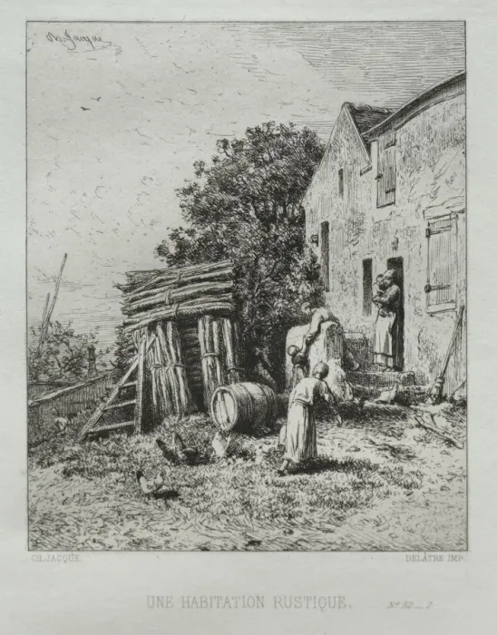 Framed Print : Rustic House. Creator: Charles-Emile Jacque (French, 1813-1894) Framed Print : Rustic House. Creator: Charles-Emile Jacque (French, 1813-1894)