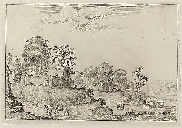 Rustic Landscape with Peasants and Horses, 1638. Creator: Ercole Bazicaluva