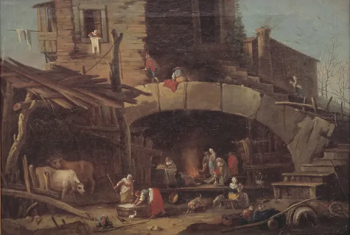 Framed Print : Rustic Scene, 1784-1834. Creator: Antonio Diziani Framed Print : Rustic Scene, 1784-1834. Creator: Antonio Diziani