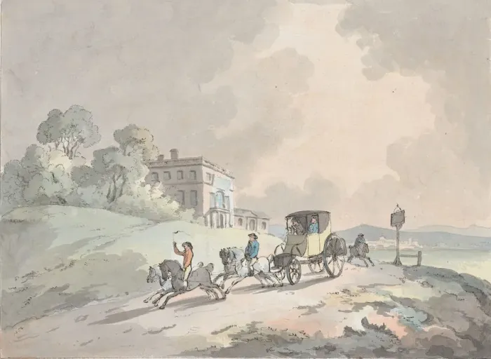 Framed Print : Rustic Sketch, or A Post Chaise (Travelling), 1785-99. 1785-99 Framed Print : Rustic Sketch, or A Post Chaise (Travelling), 1785-99. 1785-99