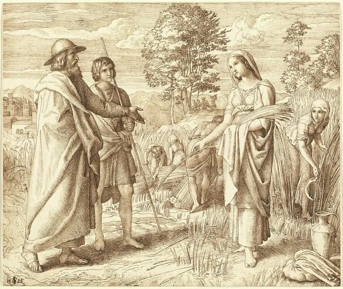 Framed Print : Ruth and Boas, 1825. Creator: Julius Schnorr von Carolsfeld Framed Print : Ruth and Boas, 1825. Creator: Julius Schnorr von Carolsfeld