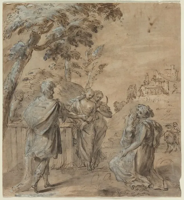 Framed Print : Ruth and Boaz, 1600s. Creator: Unknown Framed Print : Ruth and Boaz, 1600s. Creator: Unknown