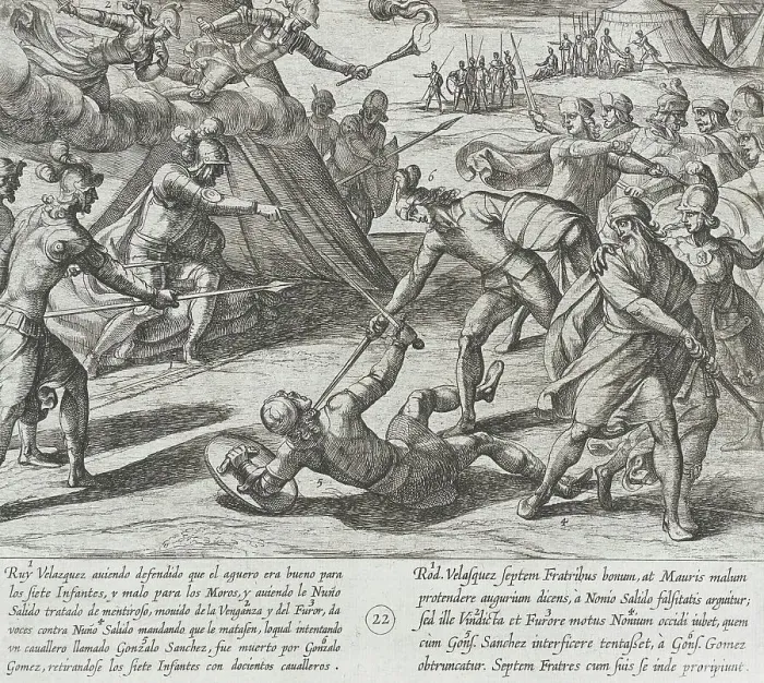 Framed Print : Ruy Velazquez Orders the Death of Nuño Salido, Gonzalez Gomez Comes to His Aid and Kills... 1612. Creator: Antonio Tempesta