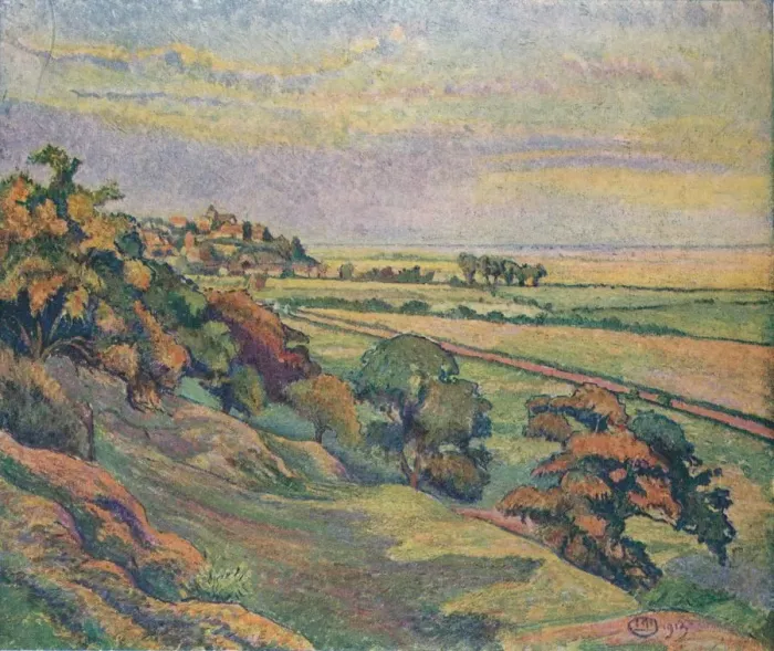 Framed Print : Rye from Cadborough, Sunset, 1913. Artist: Lucien Pissaro Framed Print : Rye from Cadborough, Sunset, 1913. Artist: Lucien Pissaro
