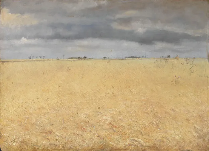 Framed Print : A Rye Field near Ring Village, 1887. Creator: Laurits Andersen Ring Framed Print : A Rye Field near Ring Village, 1887. Creator: Laurits Andersen Ring