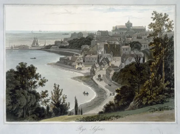Framed Print : Rye, Sussex, 1823. Artist: William Daniell Framed Print : Rye, Sussex, 1823. Artist: William Daniell