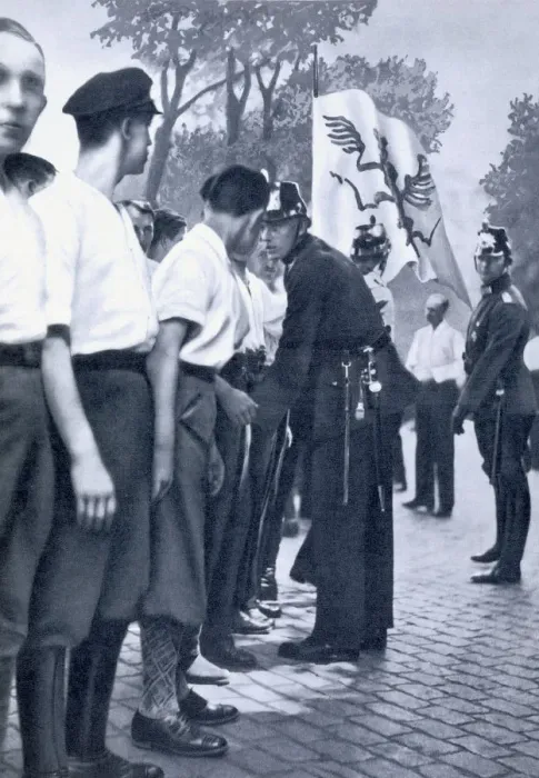 Framed Print : SA members being searched by the police in Berlin, c1920-1933 Framed Print : SA members being searched by the police in Berlin, c1920-1933
