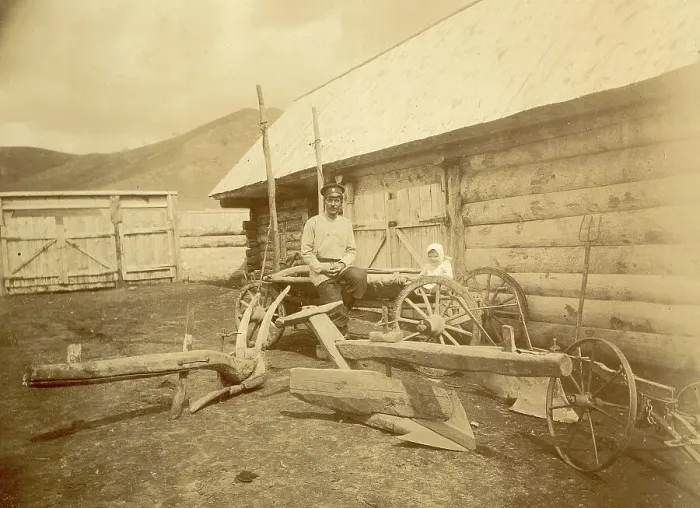 Framed Print : Saban. Wooden and Metal Ploughs, 1909. Creator: Nikolai Georgievich Katanaev