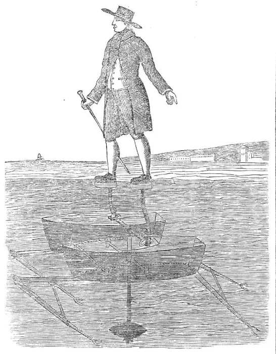 Framed Print : Sabots elastiques, an apparatus for walking on water, 1860. Creator: Unknown Framed Print : Sabots elastiques, an apparatus for walking on water, 1860. Creator: Unknown