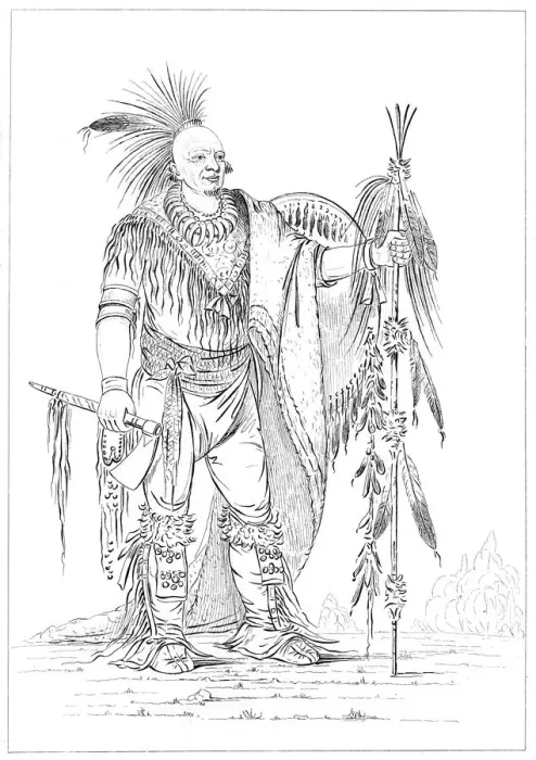 Framed Print : Sac or Fox brave, 1841. Artist: Myers and Co Framed Print : Sac or Fox brave, 1841. Artist: Myers and Co