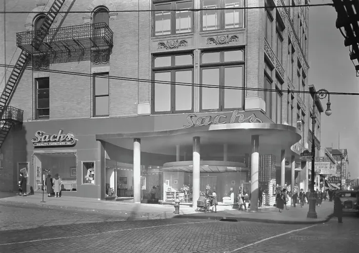 Framed Print : Sachs Quality Furniture Inc. business at 150th & 3rd Ave. New York City, 1940. Creator: Gottscho-Schleisner, Inc Framed Print : Sachs Quality Furniture Inc. business at 150th & 3rd Ave. New York City, 1940. Creator: Gottscho-Schleisner, Inc