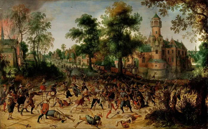 Framed Print : Sack of a Town, 1600s. Creator: Vrancx, Sebastiaen (1574-1647) Framed Print : Sack of a Town, 1600s. Creator: Vrancx, Sebastiaen (1574-1647)