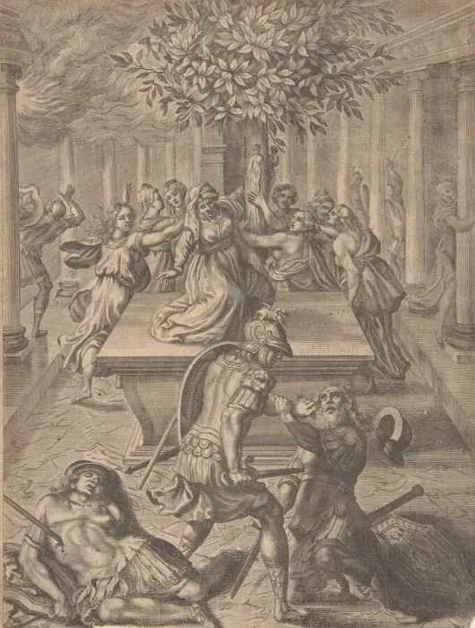 Framed Print : The Sack of Troy-Pyrrhus Killing Priam, before 1654. Creator: Pierre Lombart Framed Print : The Sack of Troy-Pyrrhus Killing Priam, before 1654. Creator: Pierre Lombart