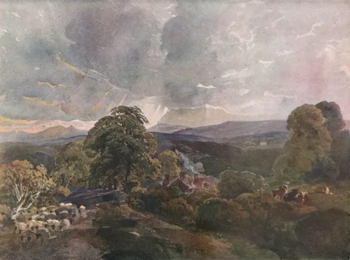 Framed Print : Sackbridge Hall, Near Lowther, c1928. Artist: Peter de Wint Framed Print : Sackbridge Hall, Near Lowther, c1928. Artist: Peter de Wint