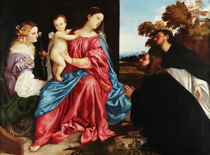 Framed Print : Sacra Conversazione, c 1513. Creator: Titian (1488-1576) Framed Print : Sacra Conversazione, c 1513. Creator: Titian (1488-1576)