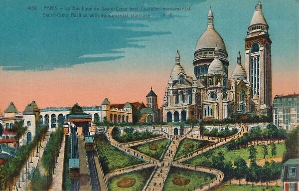 The Sacre-Coeur Basilica with monumental staircase, Paris, c1920