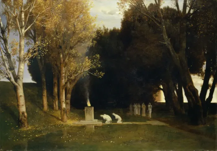 Framed Print : Sacred grove, 1882. Creator: Bocklin, Arnold (1827-1901) Framed Print : Sacred grove, 1882. Creator: Bocklin, Arnold (1827-1901)
