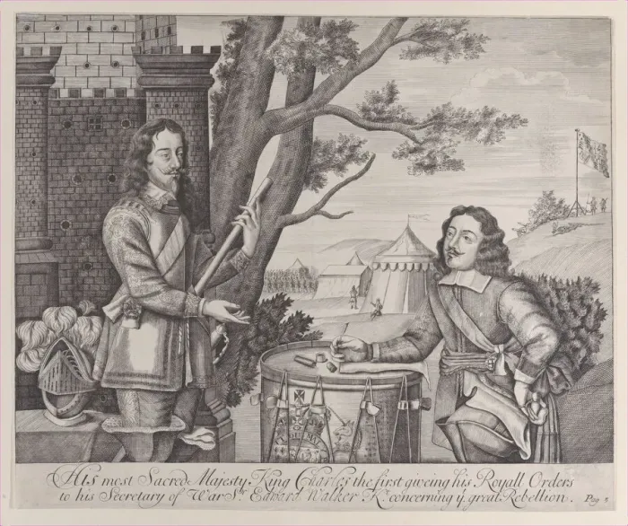 Framed Print : His most Sacred Majesty King Charles the first giving his Royal Orders to his Secretary of... 1705. Creator: Anon Framed Print : His most Sacred Majesty King Charles the first giving his Royal Orders to his Secretary of... 1705. Creator: Anon