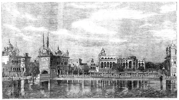 Framed Print : Sacred Tank, and Marble Causeway leading to a Sikh Temple, in Umritzir, 1858. Creator: Unknown Framed Print : Sacred Tank, and Marble Causeway leading to a Sikh Temple, in Umritzir, 1858. Creator: Unknown