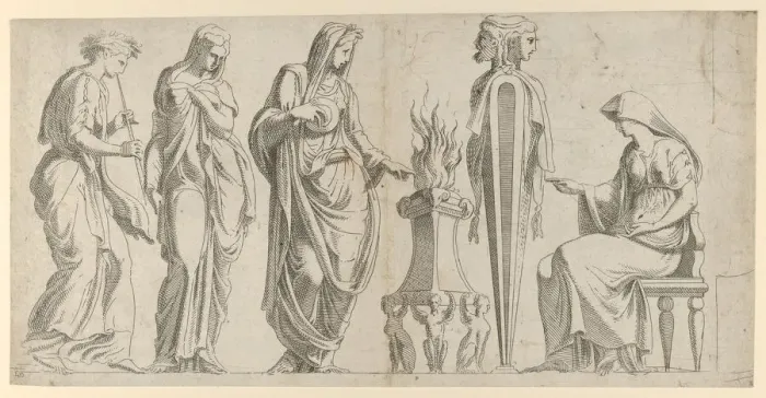 Framed Print : A Sacrifice, 1540-56. Creator: Leon Davent Framed Print : A Sacrifice, 1540-56. Creator: Leon Davent