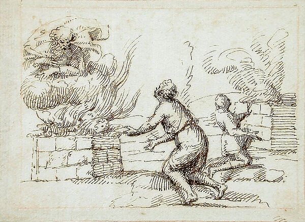 Sacrifice of Cain and Abel, 16th-17th century. Creator: Francesco Allegrini