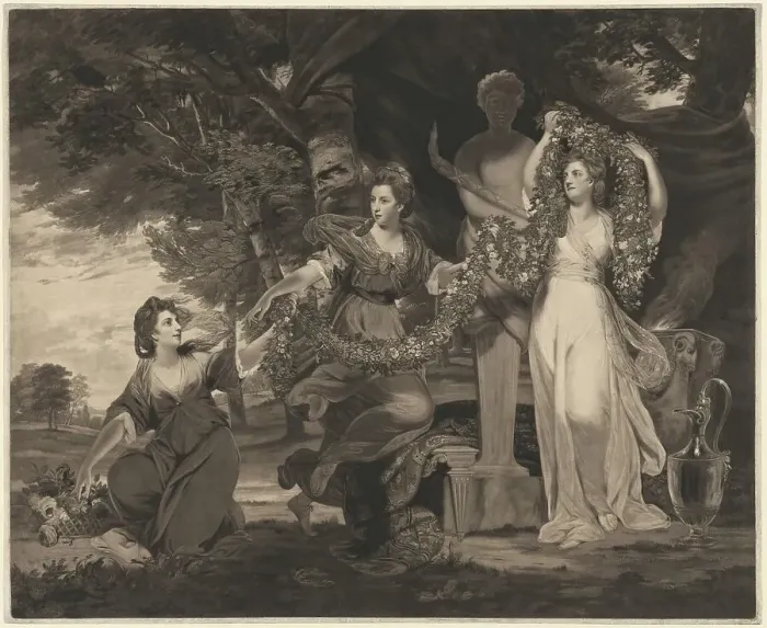 Framed Print : A Sacrifice to Hymen (Three Daughters of Sir William Montgomery), 1776. Creator: Thomas Watson Framed Print : A Sacrifice to Hymen (Three Daughters of Sir William Montgomery), 1776. Creator: Thomas Watson