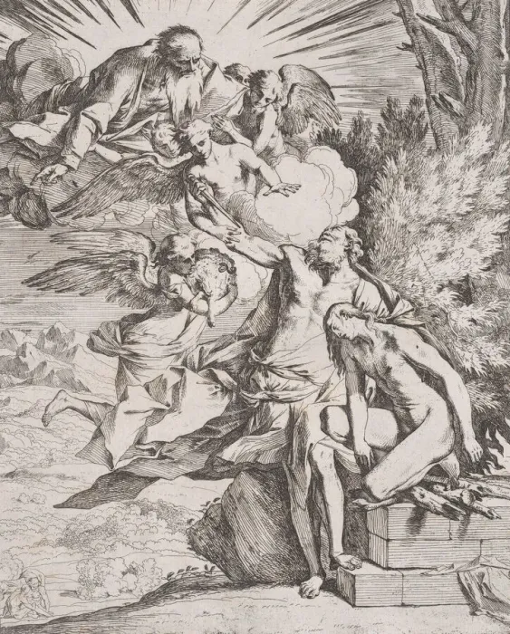 Framed Print : The sacrifice of Isaac by his father Abraham, ca. 1640-42. Creator: Pietro Testa Framed Print : The sacrifice of Isaac by his father Abraham, ca. 1640-42. Creator: Pietro Testa