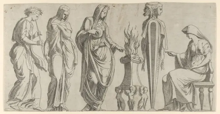 Framed Print : A Sacrifice, mid-16th century. Creator: Leon Davent Framed Print : A Sacrifice, mid-16th century. Creator: Leon Davent