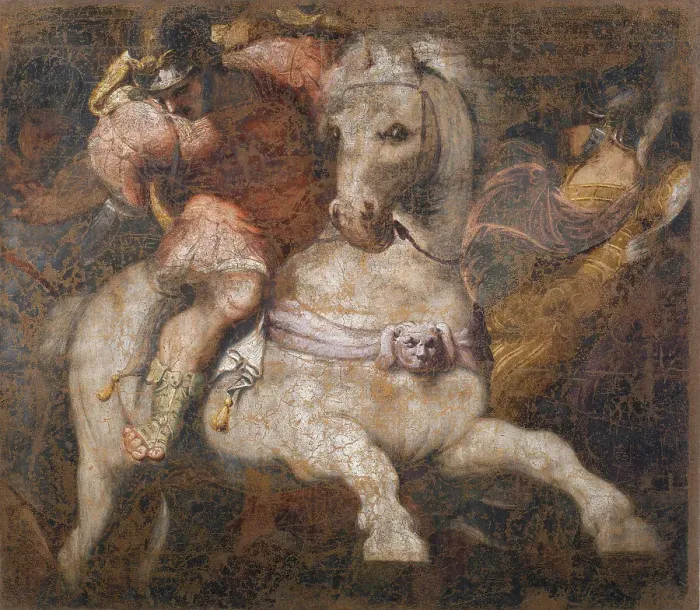 Framed Print : The Sacrificial Death of Marcus Curtius, 1556-1557. Creator: Gambara, Lattanzio (c. 1530-1574) Framed Print : The Sacrificial Death of Marcus Curtius, 1556-1557. Creator: Gambara, Lattanzio (c. 1530-1574)