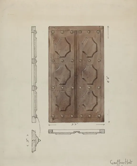 Framed Print : Sacristy Door, c. 1936. Creator: Geoffrey Holt Framed Print : Sacristy Door, c. 1936. Creator: Geoffrey Holt