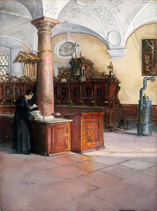 Framed Print : The sacristy of the university church in Vienna, 1901. Creator: Alfred Edler von Pflugl Framed Print : The sacristy of the university church in Vienna, 1901. Creator: Alfred Edler von Pflugl