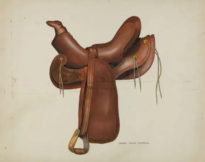 Framed Print : Saddle, c. 1936. Creator: Eva Fox
