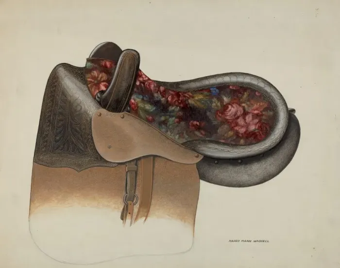 Framed Print : Side Saddle, c. 1937. Creator: Eva Fox Framed Print : Side Saddle, c. 1937. Creator: Eva Fox