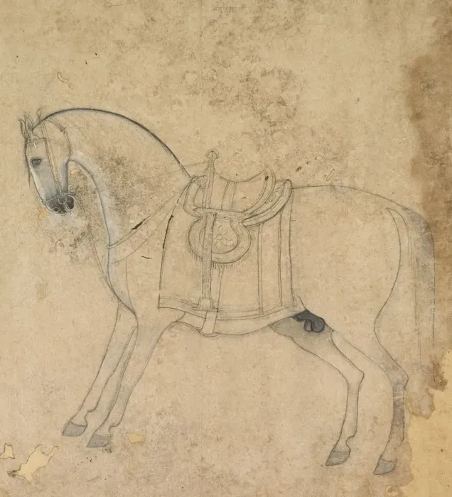 Framed Print : A Saddled Horse, c. 1750. Creator: Unknown Framed Print : A Saddled Horse, c. 1750. Creator: Unknown