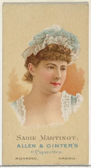 Framed Print : Sadie Martinot, from Worlds Beauties, Series 2 (N27) for Allen & Ginter Cigarettes Framed Print : Sadie Martinot, from Worlds Beauties, Series 2 (N27) for Allen & Ginter Cigarettes