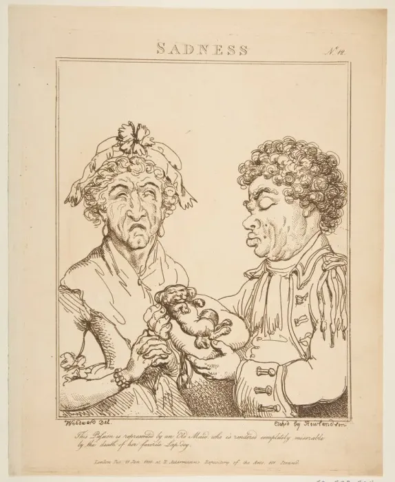 Framed Print : Sadness (Le Brun Travested, or Caricatures of the Passions), January 21, 1800 Framed Print : Sadness (Le Brun Travested, or Caricatures of the Passions), January 21, 1800