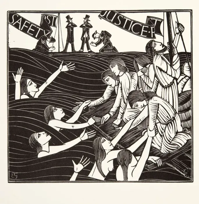 Framed Print : Safety First, 1924, (wood engraving) Framed Print : Safety First, 1924, (wood engraving)