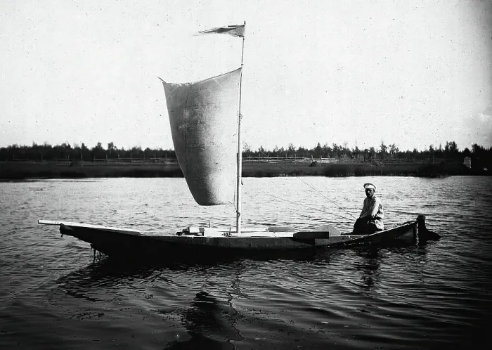 Framed Print : Sail Boat on the Lena River, 1890. Creator: Unknown Framed Print : Sail Boat on the Lena River, 1890. Creator: Unknown