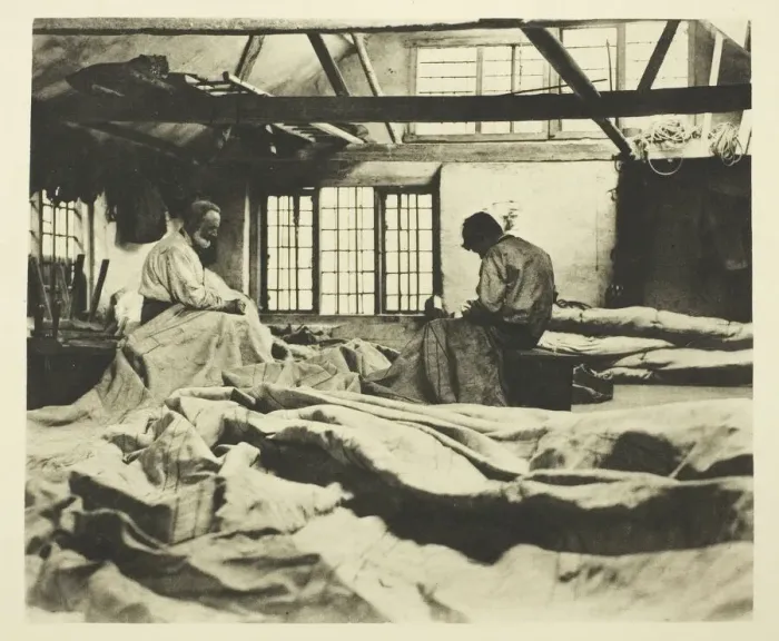 Framed Print : In a Sail-Loft, 1887. Creator: Peter Henry Emerson Framed Print : In a Sail-Loft, 1887. Creator: Peter Henry Emerson