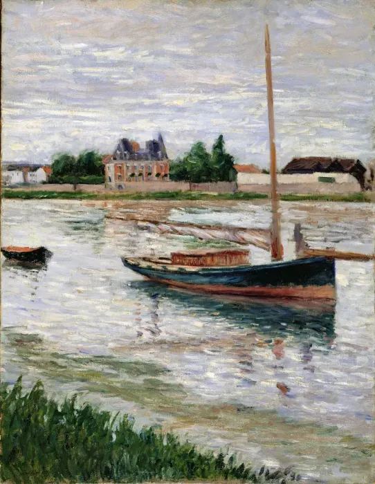 Framed Print : Sailboat Moored on the Seine, Argenteuil, ca 1891