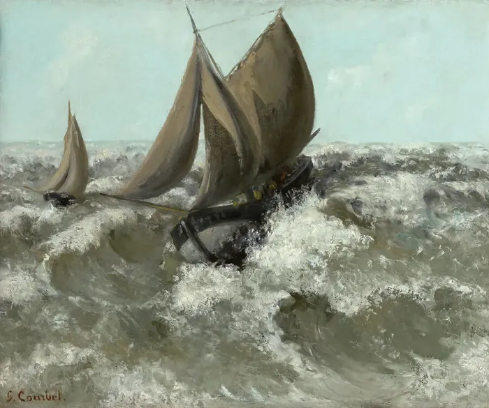 Framed Print : The Sailboat (Seascape), c1869. Creator: Gustave Courbet Framed Print : The Sailboat (Seascape), c1869. Creator: Gustave Courbet